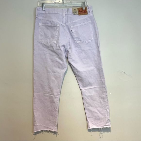 LEVIS WOMENS 501 ORIGINAL CROPPED HIGH RISE WAISTED FITTED STRAIGHT LEG RAW HEM - Picture 3 of 7